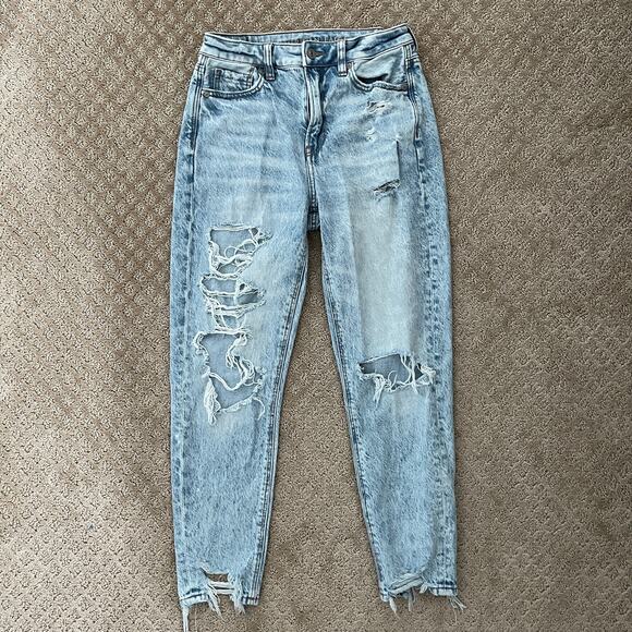 American Eagle Acid Wash Comfort Stretch Wasitband Distressed Jeans 0 Short - Picture 1 of 6